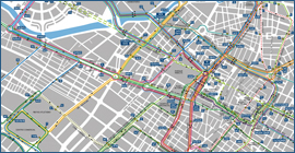 Plànol de recorreguts de les línies d'autobusos urbans